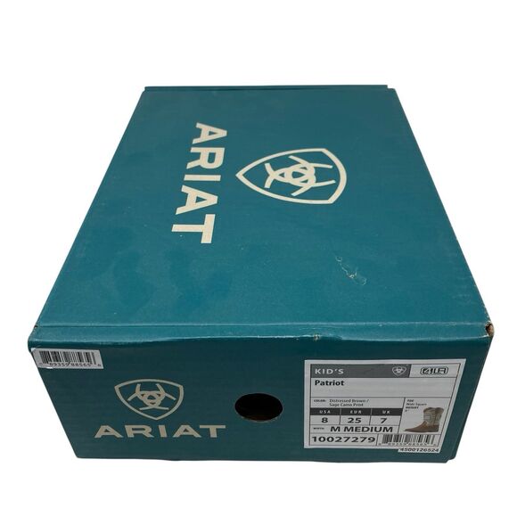 Ariat Kids 8 Western Cowboy Boots 10027279 Brown Camo Flag Leather Square Toe - Picture 7 of 15